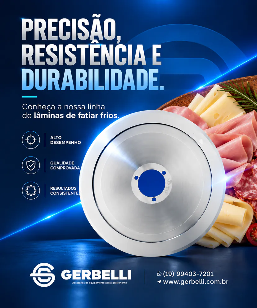 Precisão, resistência e durabilidade — linha de lâminas de fatiar frios da Gerbelli
